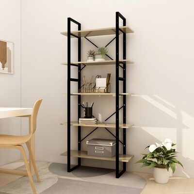 vidaXL 5-Tier Book Cabinet Sonoma Oak 31.5"x11.8"x68.9" Engineered Wood