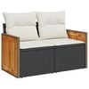 vidaXL Garden Sofa Set Black PE rattan Large Removable Covers