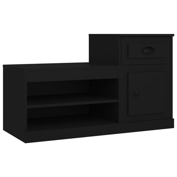 vidaXL Shoe Cabinet Black Engineered Wood 39.4 x 16.5 x 23.6 in