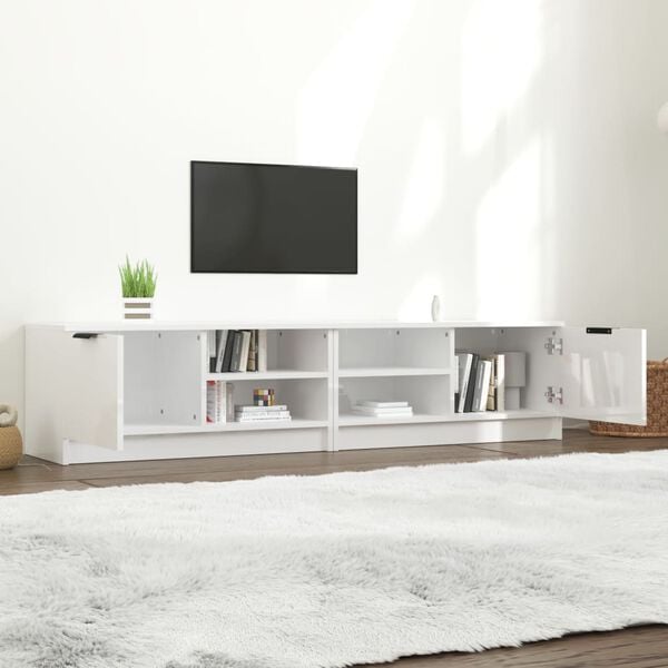 vidaXL TV Stands 2 pcs High Gloss White 31.5"x13.8"x14.4" Engineered Wood