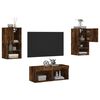 vidaXL 4 Piece TV Wall Stands with LED Lights Smoked Oak