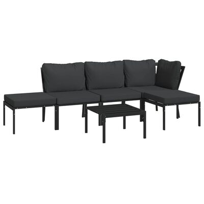 vidaXL 6 Piece Patio Lounge Set with Gray Cushions Steel