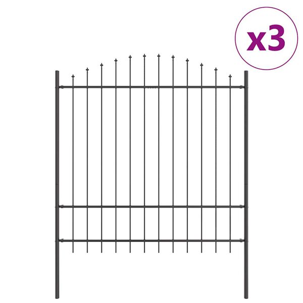 vidaXL Garden Fence 3 pcs Grey 66.93 x 84.65 in Powder-Coated Steel