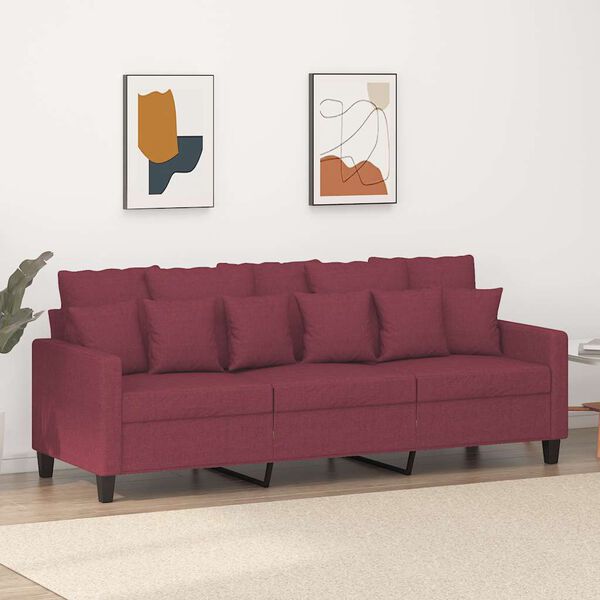 vidaXL 3-seater Sofa Wine Red