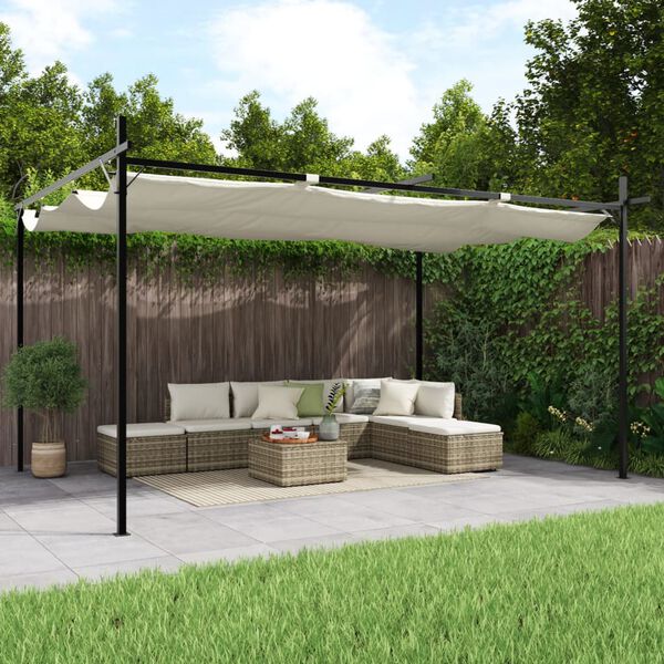 vidaXL Pergola with Retractable Roof Cream 155.5"x115"x90.6"