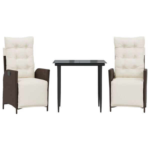 vidaXL Garden Dining Set Brown PE rattan Large Adjustable Armrests