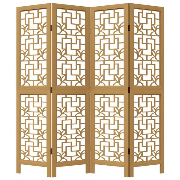 vidaXL Room Divider 4 Panels Brown Solid Wood Paulownia