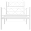 vidaXL Metal Bed Frame White Steel Twin Bed Frame Rectangular Modern