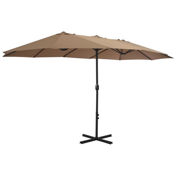 vidaXL Parasol Taupe Polyester Extra Large Height-Adjustable