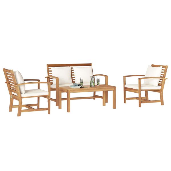 vidaXL Garden Sofa Set 4 pcs Natural Solid Teak Wood