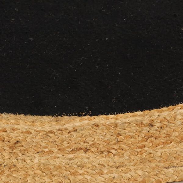 vidaXL Area Rug Black and Natural Jute, Cotton 59.1 in Diameter