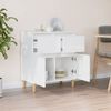 vidaXL Sideboard High gloss white Engineered wood, Solid eucalyptus wood