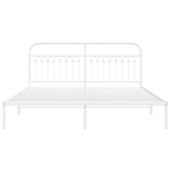 vidaXL Bed Frame White Steel Full Bed Frame Rectangular Modern