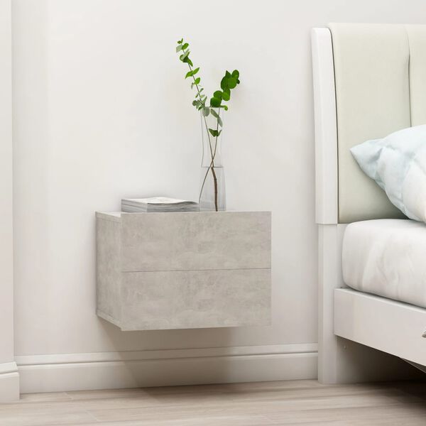 vidaXL Bedside Cabinet Concrete Grey Engineered Wood Small
