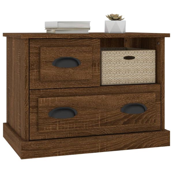 vidaXL Bedside Cabinet Brown Oak Engineered Wood 23.6 x 15.4 x 17.7 in