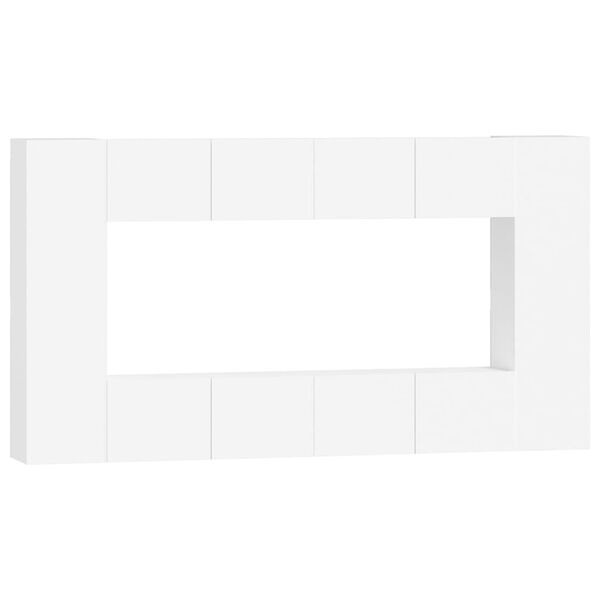 vidaXL TV Cabinet Set Set of 8 White Engineered wood TV Cabinet Set