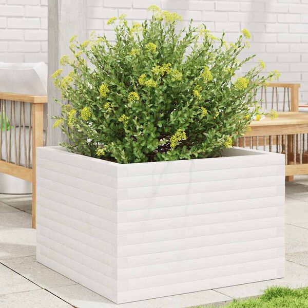 vidaXL Garden Planter White Solid Pine wood 27.6x27.6x18.1 in Durable