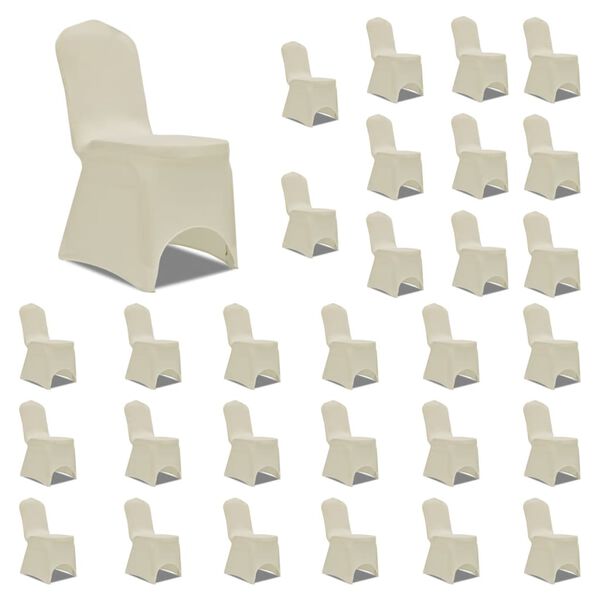 vidaXL Chair Cover Set of 30 Cream 90% Polyester, 10% Elastane
