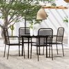 vidaXL Dining Set Black Powder-coated steel, glass, cotton rope Standard
