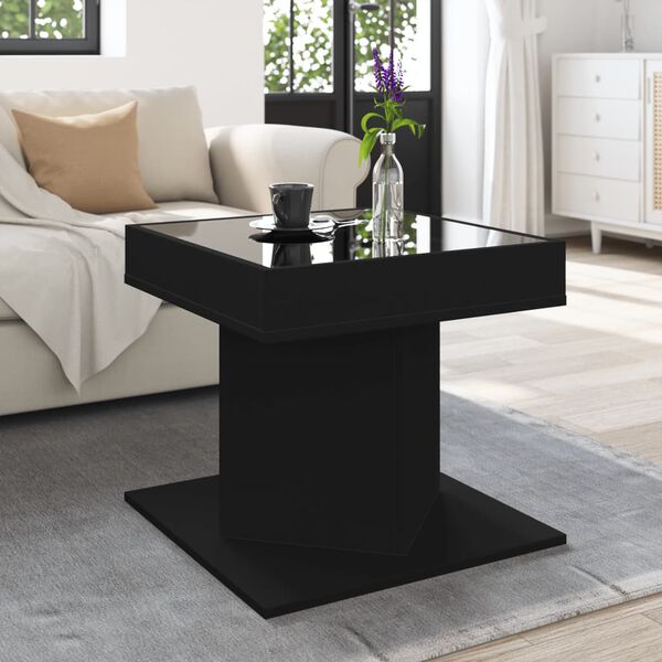 vidaXL Coffee Table Black Engineered wood, Glass 19.7x19.7x17.7 in