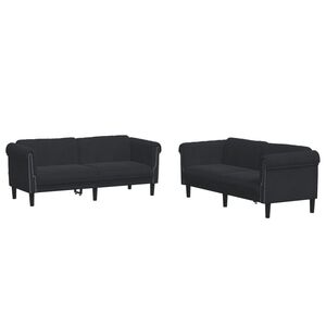 vidaXL Sofa Set Black Velvet, plywood, solid wood Large Durable