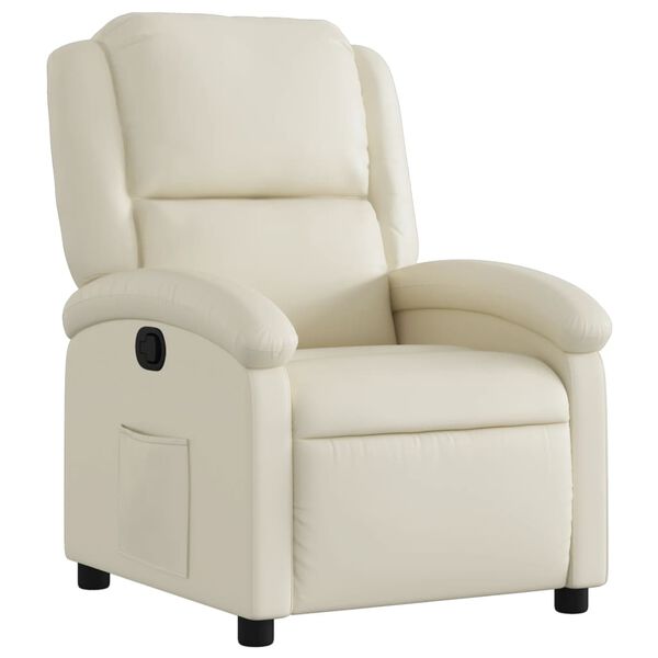 vidaXL Recliner Chair Cream Faux leather, metal, plywood Single