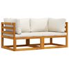 vidaXL Corner Sofa Cream white Solid acacia wood Standard two-seater
