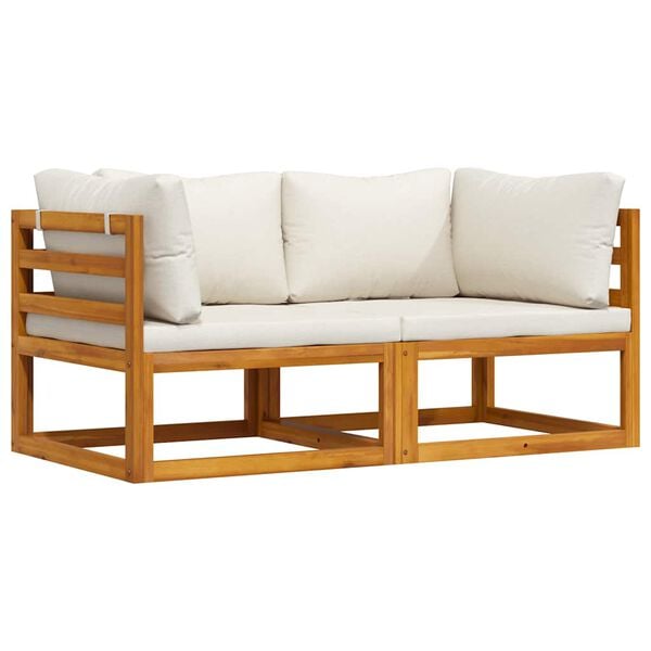 vidaXL Corner Sofa Cream white Solid acacia wood Standard two-seater