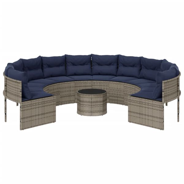vidaXL Patio Sofa Gray, Navy Blue
