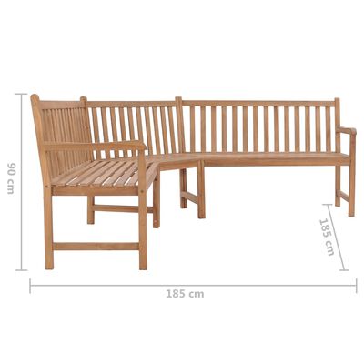 vidaXL Patio Corner Bench 72.8"x72.8"x35.4" Solid Teak Wood