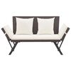 vidaXL Garden Bench Brown, Cream White Poly rattan, Powder-coated steel