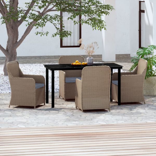 vidaXL Garden Dining Set Brown, dark grey, black
