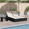 vidaXL Double Sun Lounger Black, Cream White