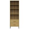 vidaXL Bookcase Brown Solid pine wood, metal Tall Bookcase Rectangular