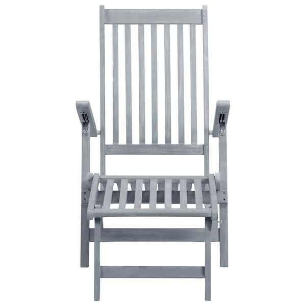 vidaXL Patio Deck Chair Grey Solid Acacia wood, 100% polyester Medium