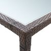 vidaXL Outdoor Dining Table Brown PE rattan, milky tempered glass, steel