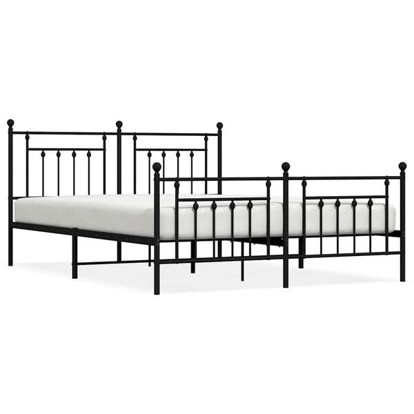 vidaXL Bed Frame Black Powder-Coated Steel 72 x 84 in Bed Frame