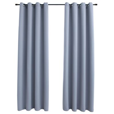 vidaXL Blackout Curtains with Rings 2 pcs Gray 54"x84" Fabric