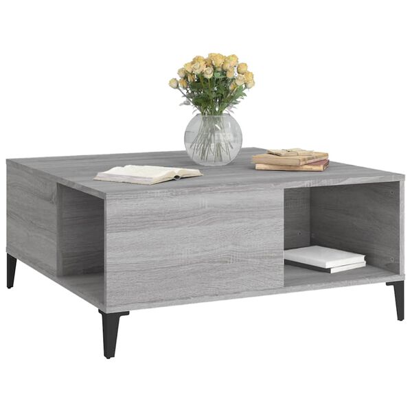 vidaXL Coffee Table Grey Sonoma Engineered Wood, Metal 31.5 in
