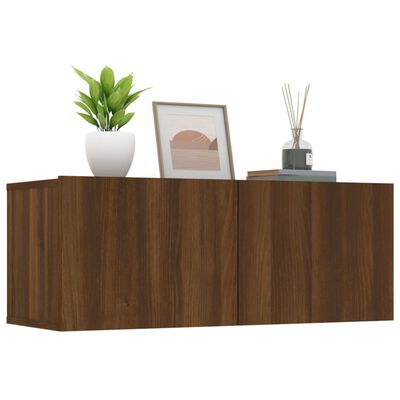 vidaXL TV Stands 2 Pcs Brown Oak 31.5"x11.8"x11.8" Engineered Wood