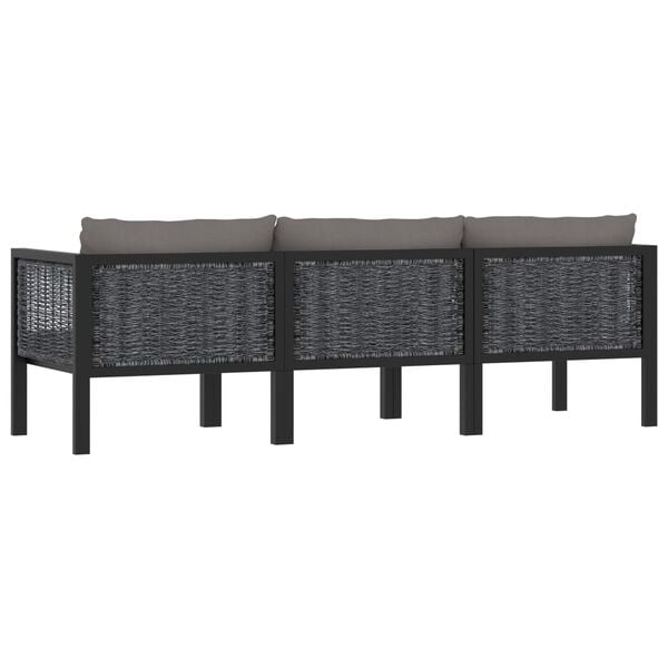 vidaXL 3-seater Sofa Anthracite Poly rattan Medium Modular