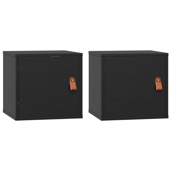 vidaXL Wall Cabinet Set of 2 Black Solid pine wood, engineered wood