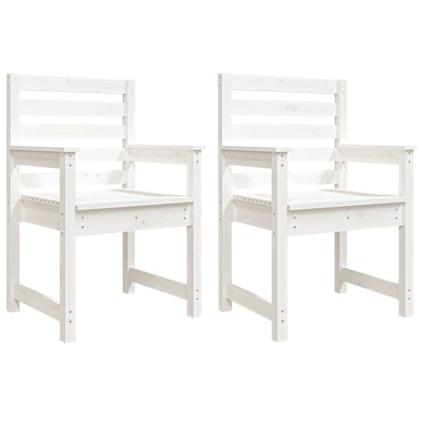 vidaXL  Patio Chairs 2 pcs White 23.6x18.9x35.8" Solid Wood Pine