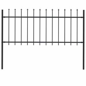 vidaXL Garden Fence with Spear Top Steel 71.3" x 31.5" Black