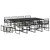 vidaXL Garden Dining Set Black PE rattan Large Removable Covers