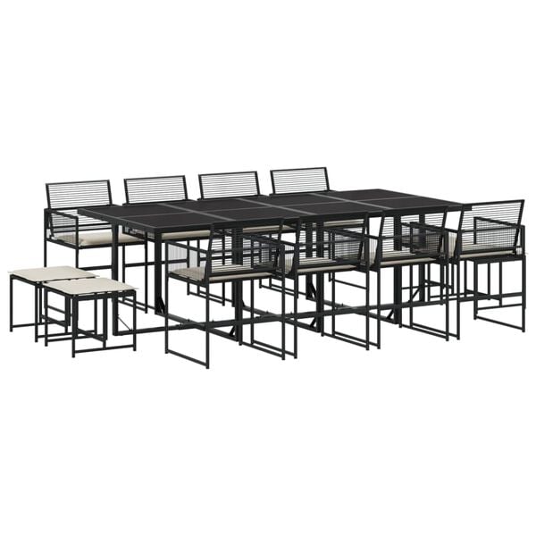 vidaXL Garden Dining Set Black PE rattan Large Removable Covers