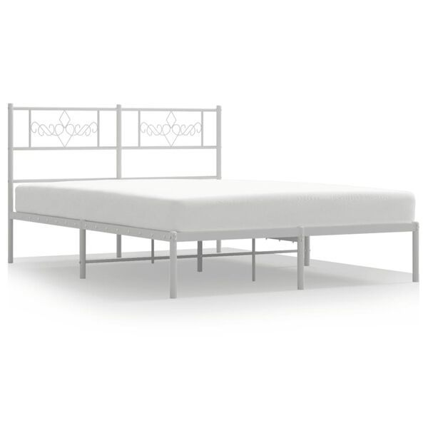 vidaXL Bed Frame White Tough Powder-Coated Steel Full Bed Frame