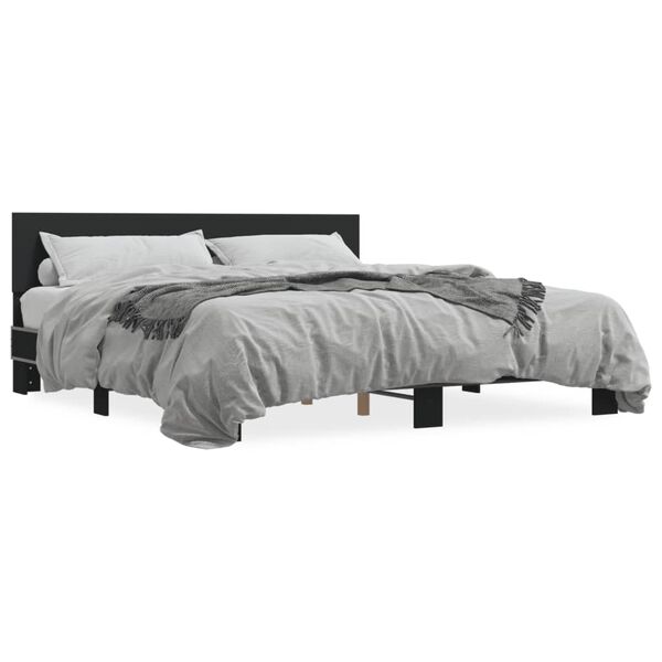 vidaXL Bed Frame Black Engineered wood Super King Durable Bed Frame