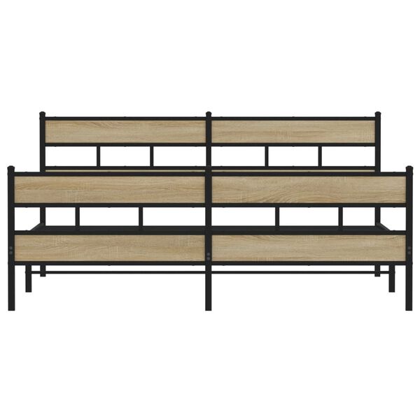 vidaXL Bed Frame Sonoma Oak Steel, Engineered Wood Full Bed Frame