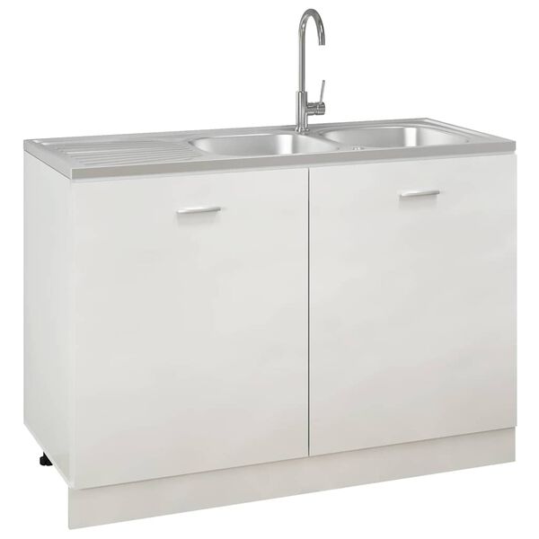 vidaXL Kitchen Sink with Double Sinks Silver 47.24x23.62x6.10" Stainless Steel